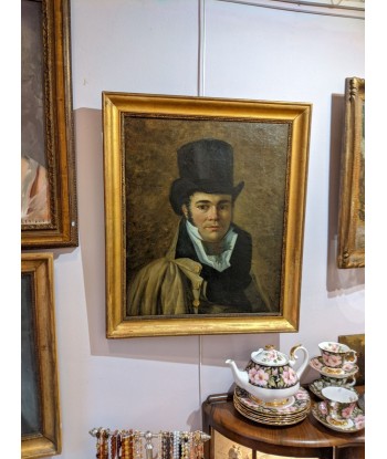 Ecole française portrait d’un jeune homme au chapeau Epoque empire Pour