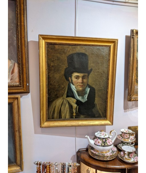 Ecole française portrait d’un jeune homme au chapeau Epoque empire Pour