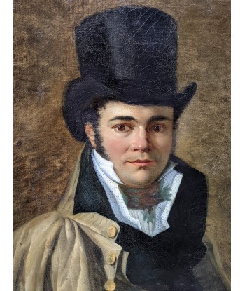 Ecole française portrait d’un jeune homme au chapeau Epoque empire Pour