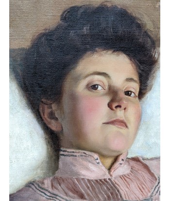 Ecole française post impressionniste portrait femme au chemisier rose 1906 Dans la société mordern