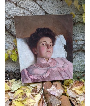 Ecole française post impressionniste portrait femme au chemisier rose 1906 Dans la société mordern