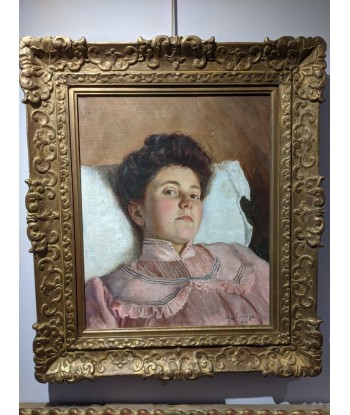 Ecole française post impressionniste portrait femme au chemisier rose 1906 Dans la société mordern