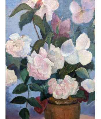 Ecole française Nature morte aux fleurs dans un pot vers 1930 le des métaux précieux