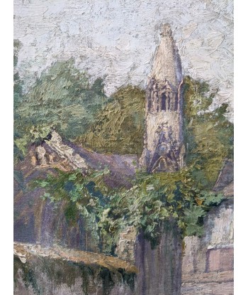 Alexandre TIELENS (1879-1939) rue de village avec son église - 1923 livraison et retour toujours gratuits