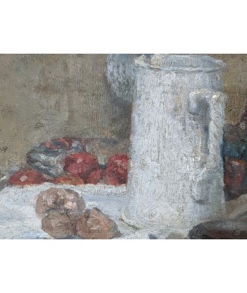 Ecole française P.ROBE (XIXe-XXe) nature morte au pichet et au poisson 1925 destockage