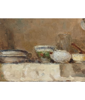 Ecole française vers 1900 Nature morte aux assiettes et aux bols acheter