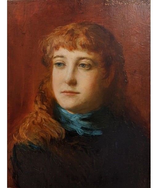 Ecole impressionniste Portrait jeune femme écharpe bleue 1880 meilleur choix