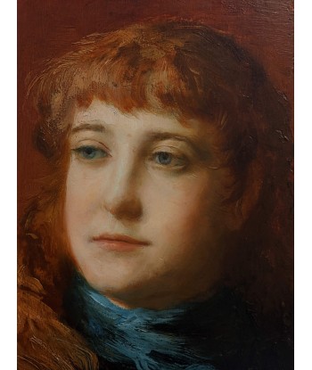 Ecole impressionniste Portrait jeune femme écharpe bleue 1880 meilleur choix