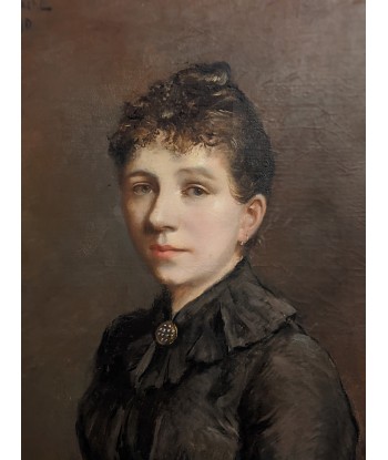 Tableau XIXe signé B.Blache Portrait d’une jeune femme au chignon 1890 Fin de série