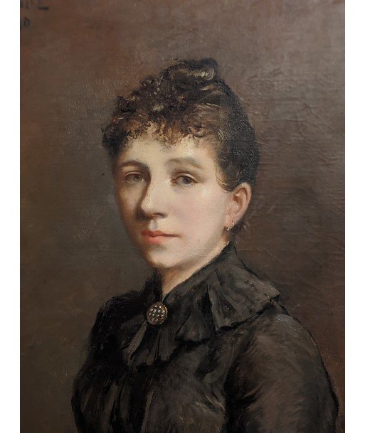 Tableau XIXe signé B.Blache Portrait d’une jeune femme au chignon 1890 Fin de série