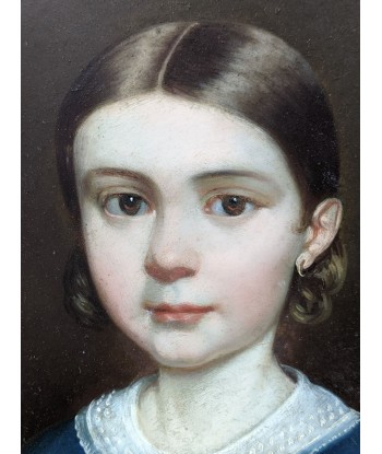 Ecole française Portrait d’une jeune fille au chemisier bleu 1842 ou a consommer sur place