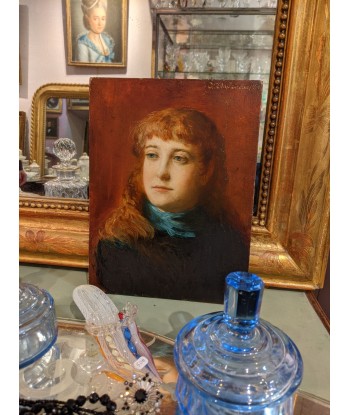 Ecole impressionniste Portrait jeune femme écharpe bleue 1880 meilleur choix