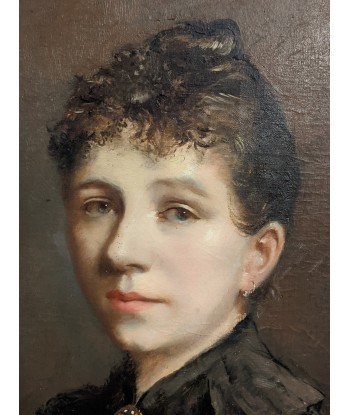 Tableau XIXe signé B.Blache Portrait d’une jeune femme au chignon 1890 Fin de série