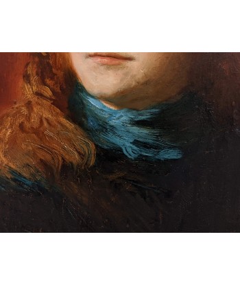 Ecole impressionniste Portrait jeune femme écharpe bleue 1880 meilleur choix