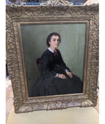 Ecole française Portrait d’une jeune femme assise 1865 acheter