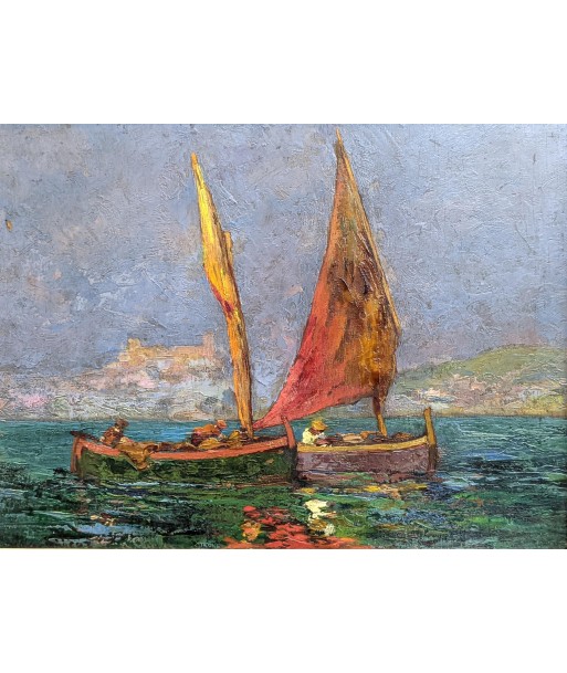 Charles Henri Gaston DAGNAC-RIVIERE (1864-1945) 2 voiliers pêcheurs Antibes circa 1920 vous aussi creer 