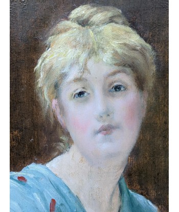 Ecole française Portrait d’une jeune femme cheveux blonds vers 1920 Voir les baskets