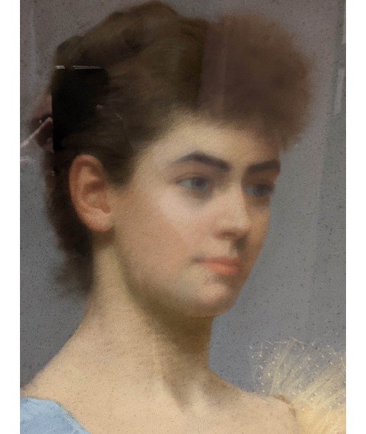 Ecole française Portrait d’une jeune femme au ruban bleu 1894 2023