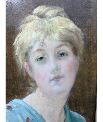 Ecole française Portrait d’une jeune femme cheveux blonds vers 1920 Voir les baskets