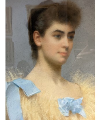 Ecole française Portrait d’une jeune femme au ruban bleu 1894 2023