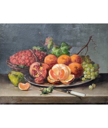 Ecole française Nature morte aux oranges et aux raisins fin XIXe prix pour 