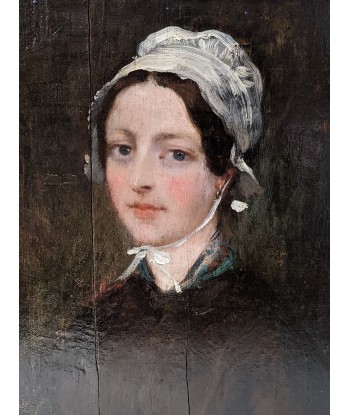 Ecole Française Portrait d’une jeune femme au bonnet vers 1880 outlet