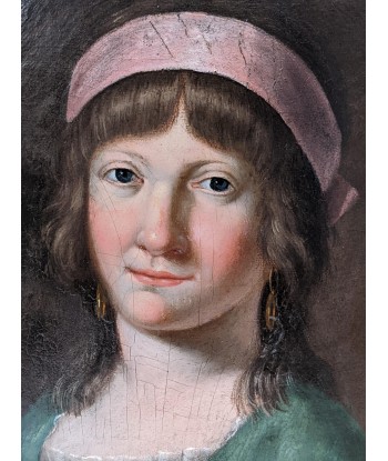 Ecole française Portrait d’une femme au bandeau rose anonyme 1er empire le des métaux précieux