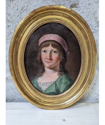 Ecole française Portrait d’une femme au bandeau rose anonyme 1er empire le des métaux précieux