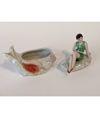 Boîte figurine porcelaine type baigneuse vers 1920 offre 