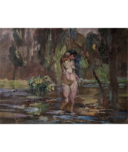 Leopold Lecomte (1890-1963) baigneuse nue sous bois circa 1920 le concept de la Pate a emporter 