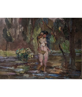 Leopold Lecomte (1890-1963) baigneuse nue sous bois circa 1920 le concept de la Pate a emporter 