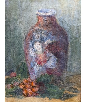 Ecole française Nature morte au vase et houx vers 1900 Livraison rapide