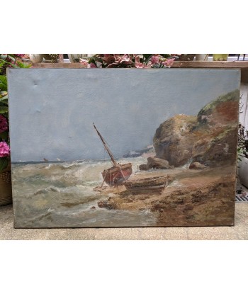 Ecole française fin XIXe bateaux de pêche bord de mer vers 1900 commande en ligne