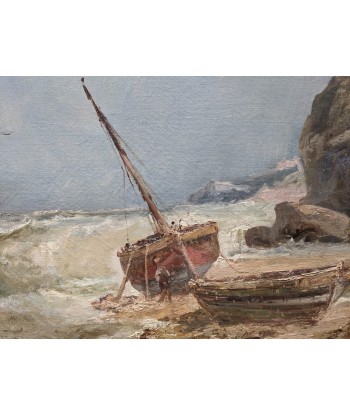 Ecole française fin XIXe bateaux de pêche bord de mer vers 1900 commande en ligne