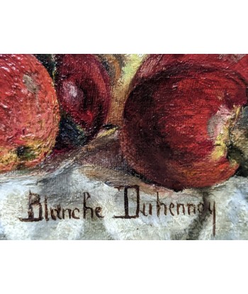 Blanche DUHENNOY (XXe) Nature morte aux pommes et à la cruche circa 1920 Véritable concentré