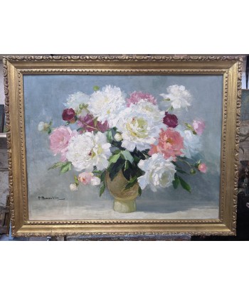 Pierre Laurent BAESCHLIN (1886-1973) Bouquet de pivoines dans un vase circa 1930/50 pour bénéficier 