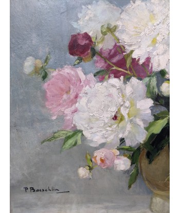 Pierre Laurent BAESCHLIN (1886-1973) Bouquet de pivoines dans un vase circa 1930/50 pour bénéficier 