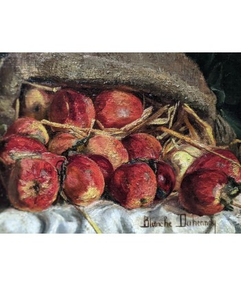 Blanche DUHENNOY (XXe) Nature morte aux pommes et à la cruche circa 1920 Véritable concentré