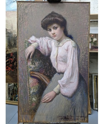 Marie Louise BRESLAU (1856-1927) portrait d’une jeune femme assise 1905 à prix réduit toute l'année