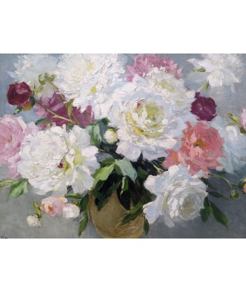 Pierre Laurent BAESCHLIN (1886-1973) Bouquet de pivoines dans un vase circa 1930/50 pour bénéficier 