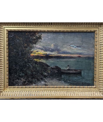 Adolphe APPIAN (1819-1898) pêcheur en barque coucher de soleil XIXe offre 