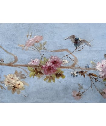 Ecole française dessus de porte Branche de rosiers et oiseaux circa 1890 Comment ça marche