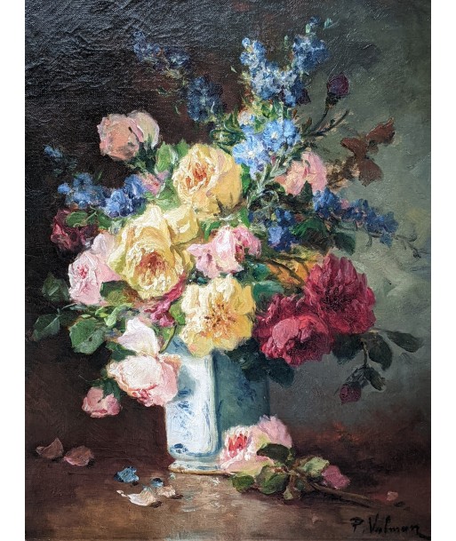 P.Valmon alias Henri Cauchois (1850-1911) bouquets de fleurs XIXe plus qu'un jeu 