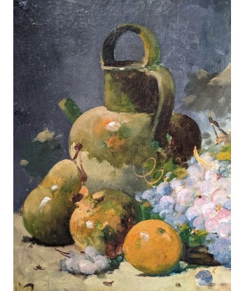 Constantin Le Roux (1850-1909) attribué à . Mature morte aux fruits et pichet XIXe Faites des économies