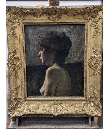 Ecole française du XIXe Portrait de femme de profil anonyme Voir les baskets