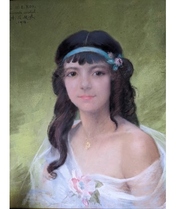 François MIGL DE KASNOZY ARPAD dit Arpad de MIGL (1863-?-) portrait jeune femme 1918 pas cher 