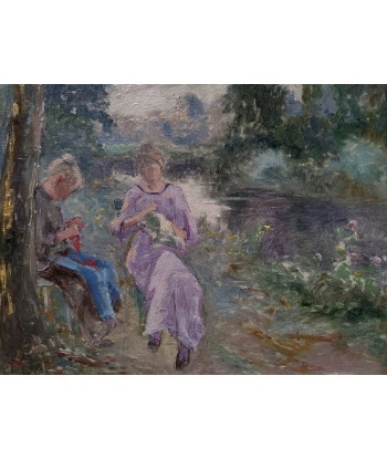 Alphonse MAZARD (1865-1939) « Deux femmes à la couture vers 1910 de la marque