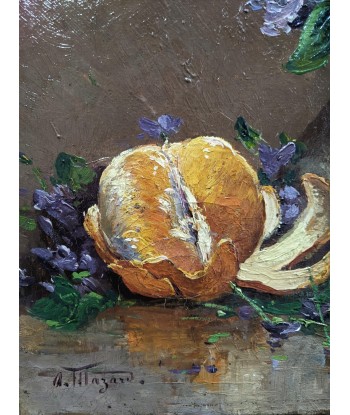 Alphonse MAZARD (1865-1939) Nature morte fleurs et orange vers 1900 Venez découvrir notre 