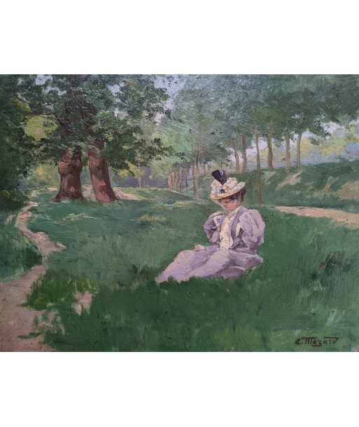 Alphonse MAZARD (1865-1939) « femme assise dans l’herbe » vers 1900 la livraison gratuite