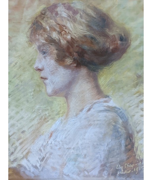 Ecole française portrait jeune femme profil Lily CHAPUIS 1915 meilleur choix